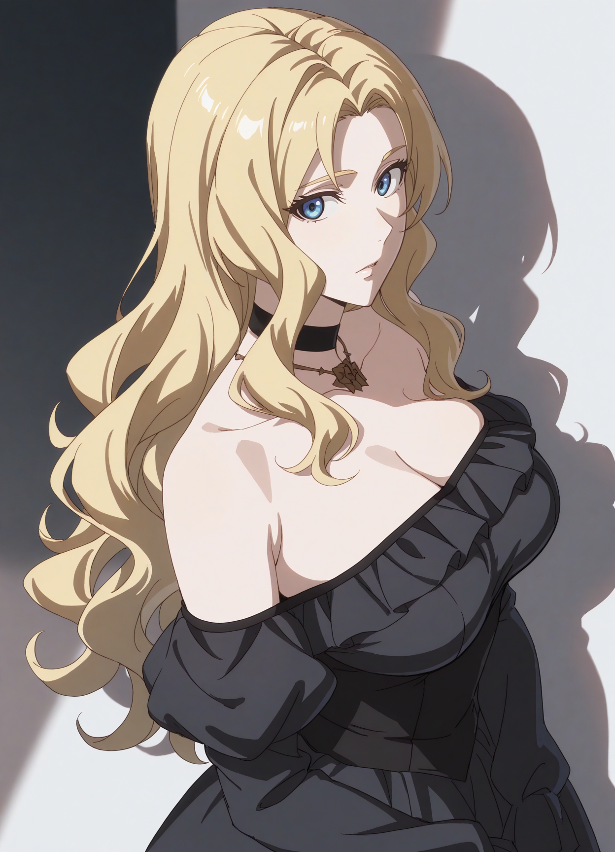 28965-3452608528-masterpiece, best quality,__lora_Marrine Kreische_1_,blue eyes, shadow, _Marrine Kreische, outfit1, 1girl, solo, long hair, dres Marrine Kreischeマリーネ・クライシェ(Record of Grancrest Warグランクレスト戦記) / IL Character Lora