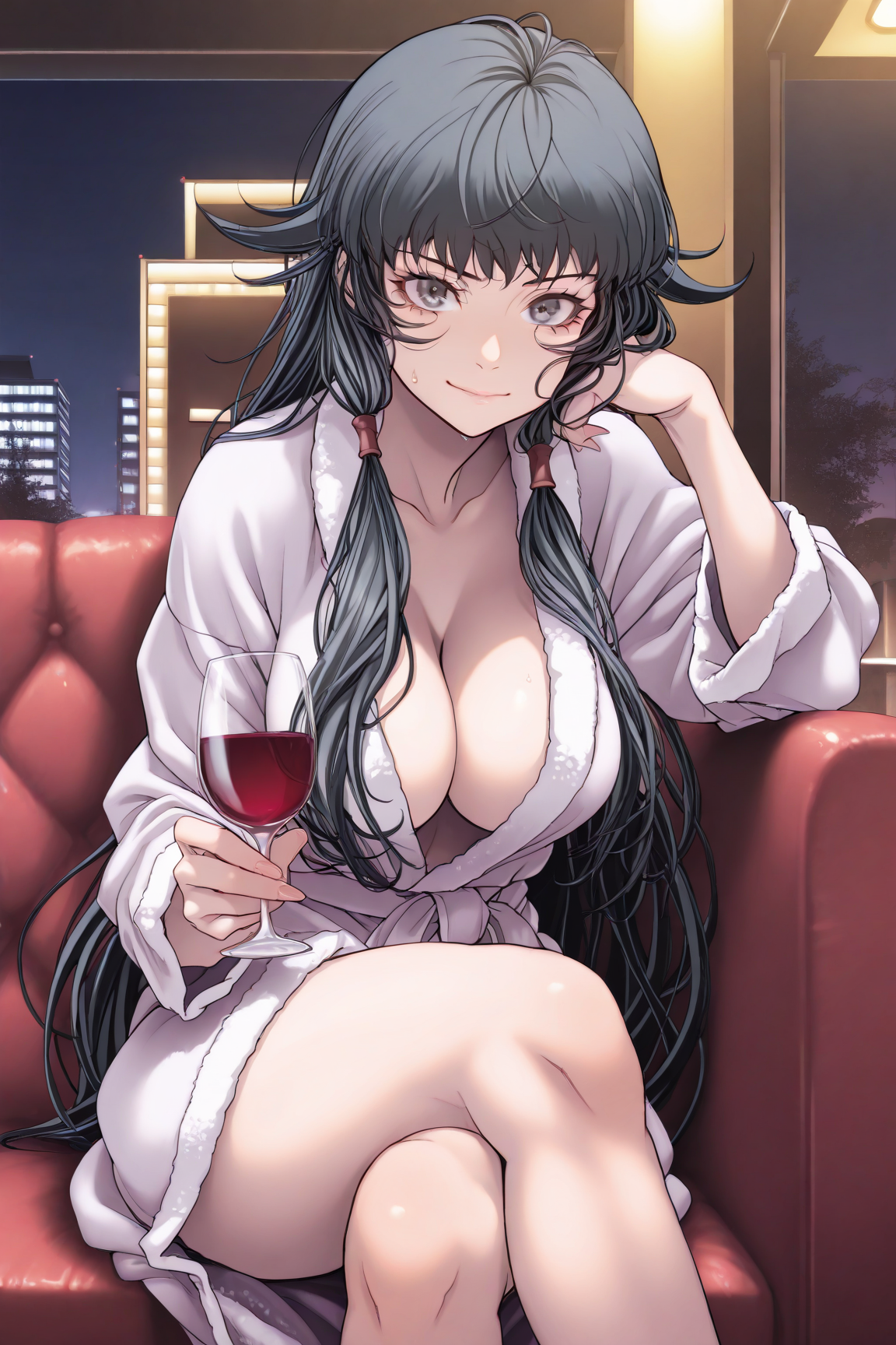 30664-1210615803-masterpiece, best quality,hotel,sweatdrop, sidelocks, _akae shirou style, 1girl,solo, long hair, large breasts,bathrobe,aged up, akae shirou style朱江士朗/ IL style Lora