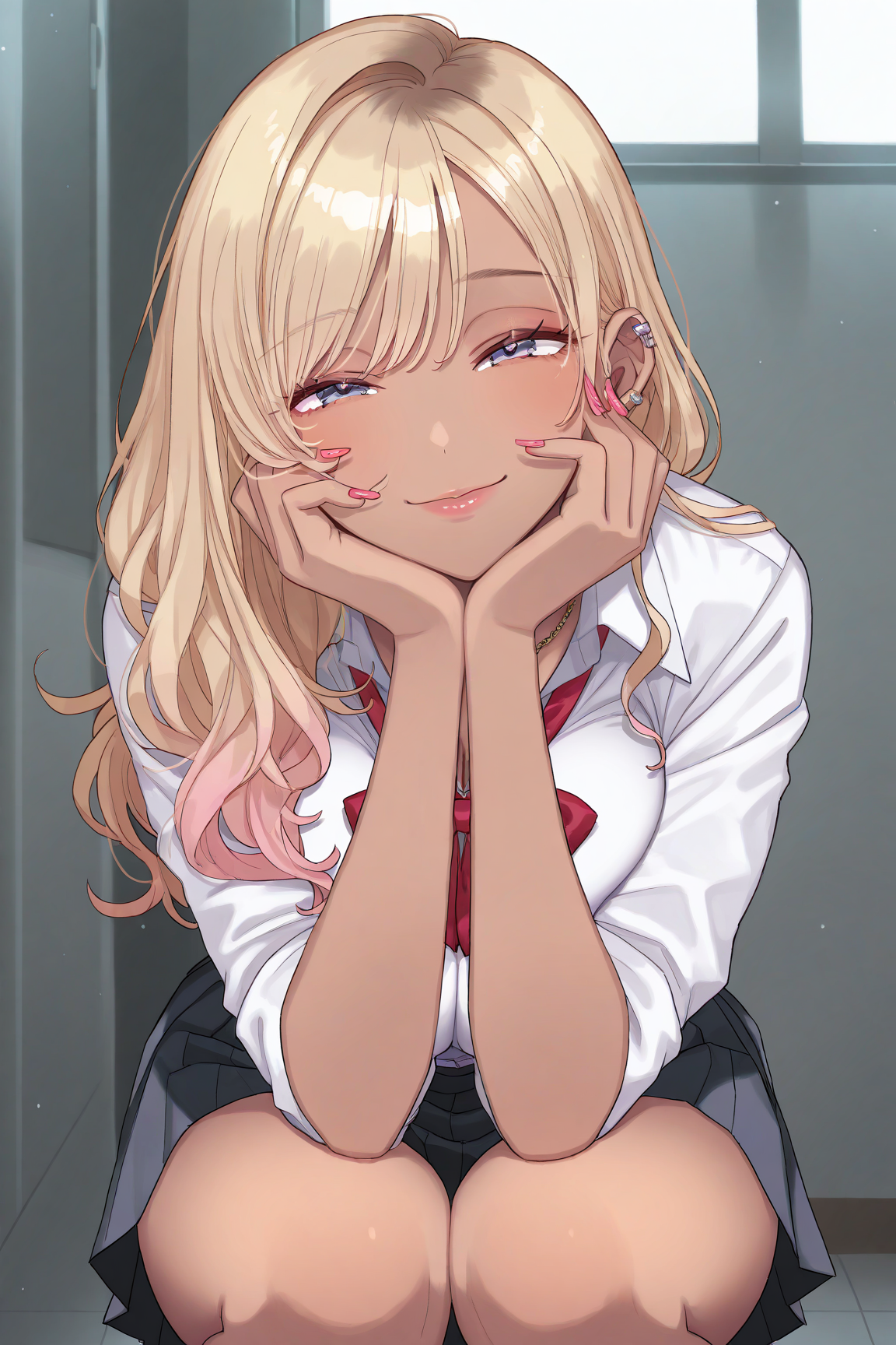 31128-3517729221-masterpiece, best quality,cowboy shot, __lora_Cheri-ko style_0.9_,_Cheri-ko style, 1girl,large breasts,school uniform, gyaru, sq Cheri-koチェリ子 style/ IL style Lora