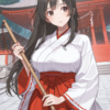 31134-1281611528-masterpiece, best quality,cowboy shot, outdoors, __lora_Cheri-ko style_0.9_,_Cheri-ko style, 1girl,solo,large breasts,miko, hold Cheri-koチェリ子 style/ IL style Lora