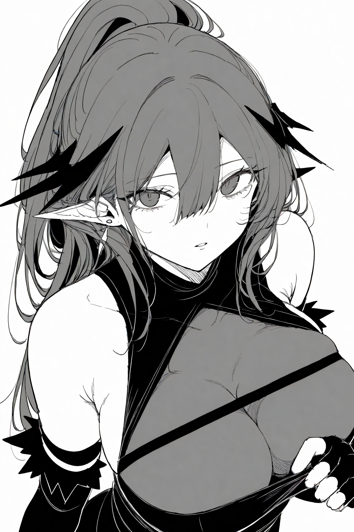 31358-866920936-masterpiece-best-quality_tusyn-style1girl-breasts-monochrome-solo-long-hair-greyscale-pointy-ears-large-breasts-dress.webp tusyn style / IL style Lora