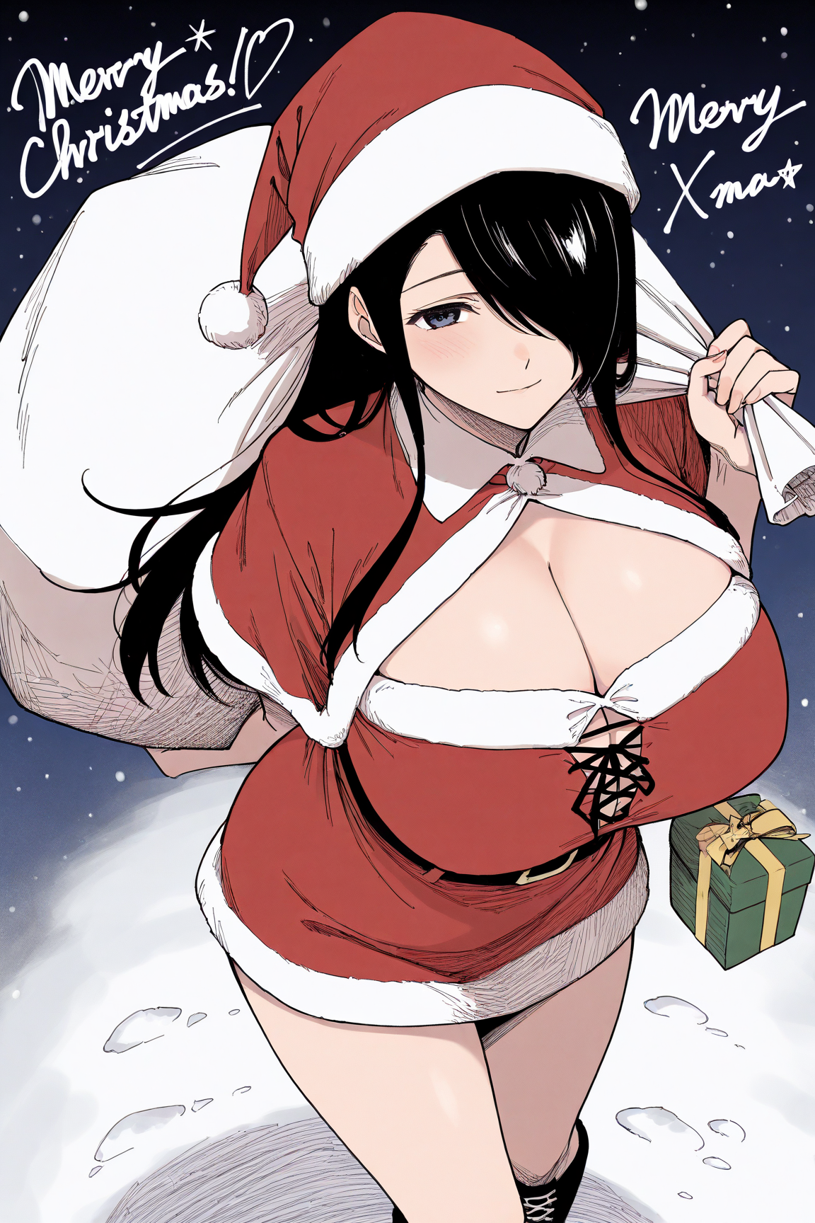 34285-225544066-masterpiece, best quality, hatching _(texture_), christmas, santa hat, merry christmas, __lora_Kusakabe Akiho_2_0.8__Kusakabe Ak Kusakabe Akiho日下部秋穂(Destiny Loversデスティニーラバーズ)/ IL character Lora