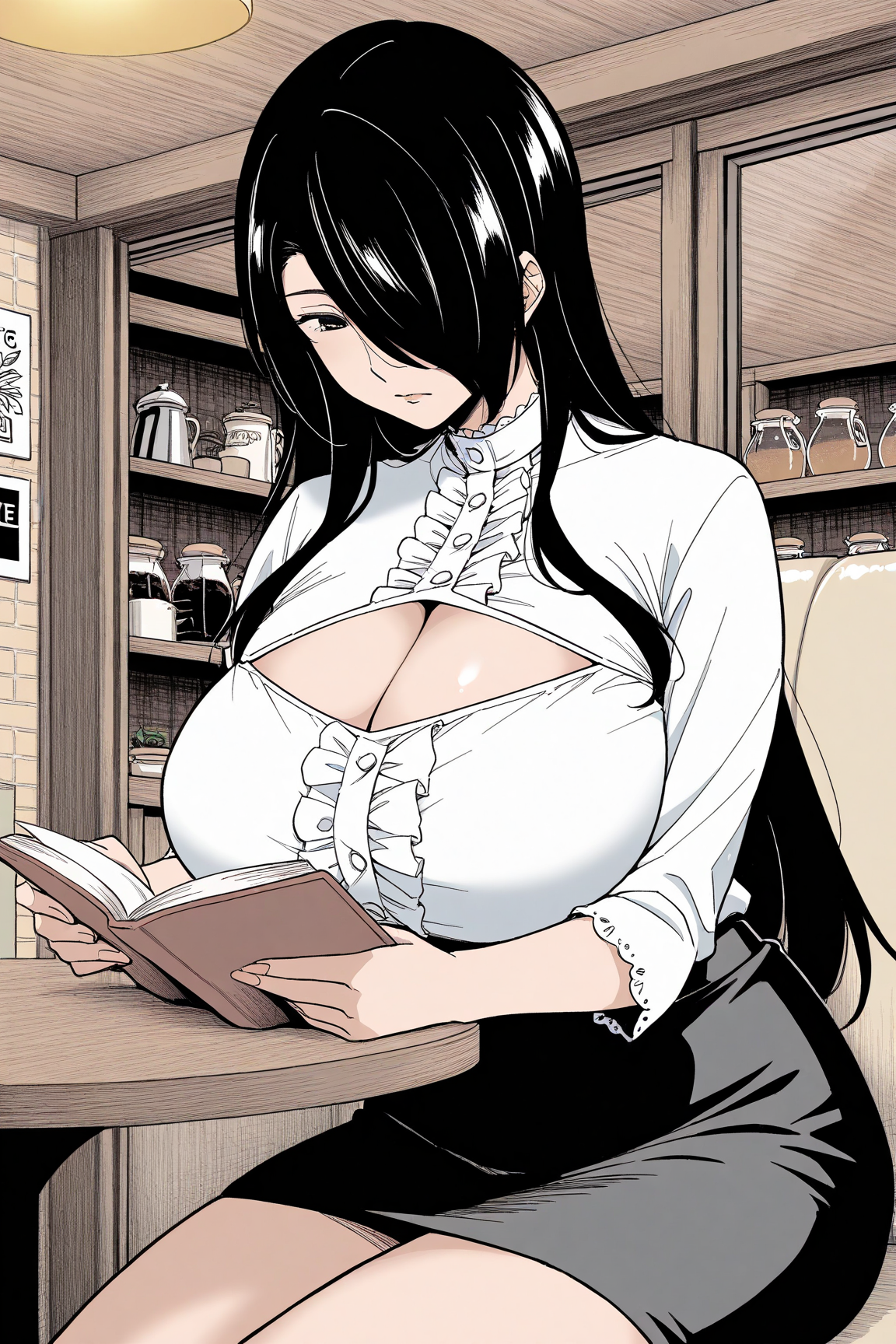 34299-3210530484-masterpiece, best quality, hatching _(texture_),cafe, __lora_Kusakabe Akiho_2_0.8__Kusakabe Akiho,mature female,aged up, 1girl, Kusakabe Akiho日下部秋穂(Destiny Loversデスティニーラバーズ)/ IL character Lora