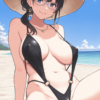 38049-3062382388-masterpiece-best-quality__lora_siwasunookina_silver_0.9__siwasunookina-style-1girl-breasts-solo-jewelry-swimsuit-hat-bl.webp siwasunookina師走の翁 style/ IL style Lora