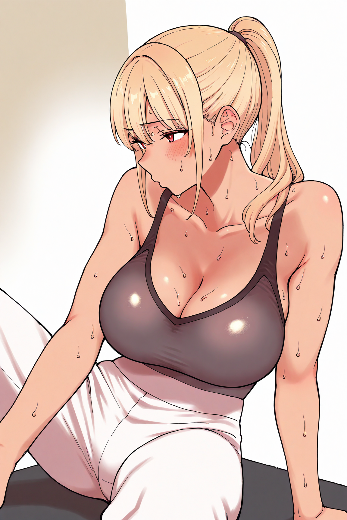 38050-362261249-masterpiece, best quality,__lora_siwasunookina_silver_1__siwasunookina-style, 1girl, breasts, solo, exercise, sweat, blonde hair siwasunookina師走の翁 style/ IL style Lora