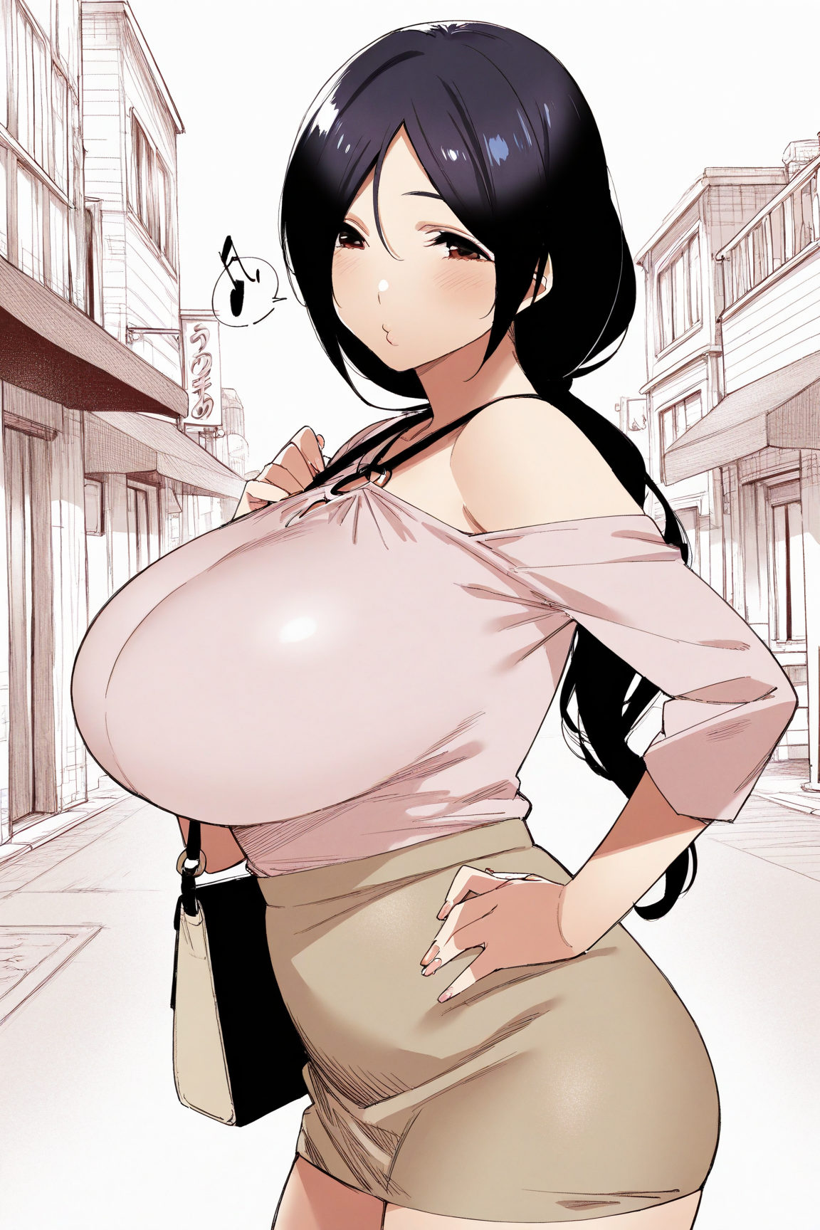 34051-455865120-masterpiece, best quality,hatching _(texture_), shoulder bag,shopping,cowboy shot, street, from side,__lora_Takamura Honami_1__T Takamura Honami篁穗波(Destiny Loversデスティニーラバーズ) / IL Character Lora