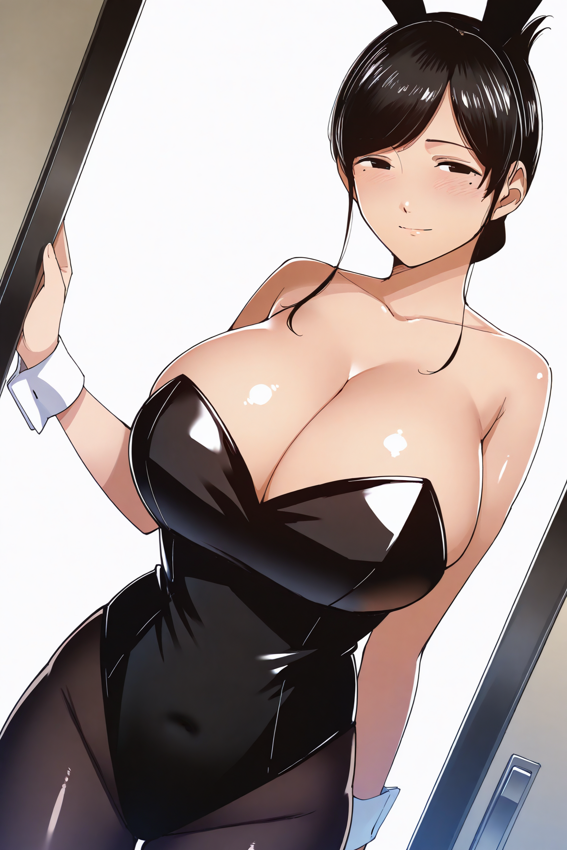 36710-2853074205-masterpiece, best quality,dutch angle,cowboy shot, __lora_Iida Miho_1__Iida Miho, 1girl, black hair, huge breasts, cleavage, sol Iida Miho飯田美穂(Destiny Loversデスティニーラバーズ) / IL Character Lora