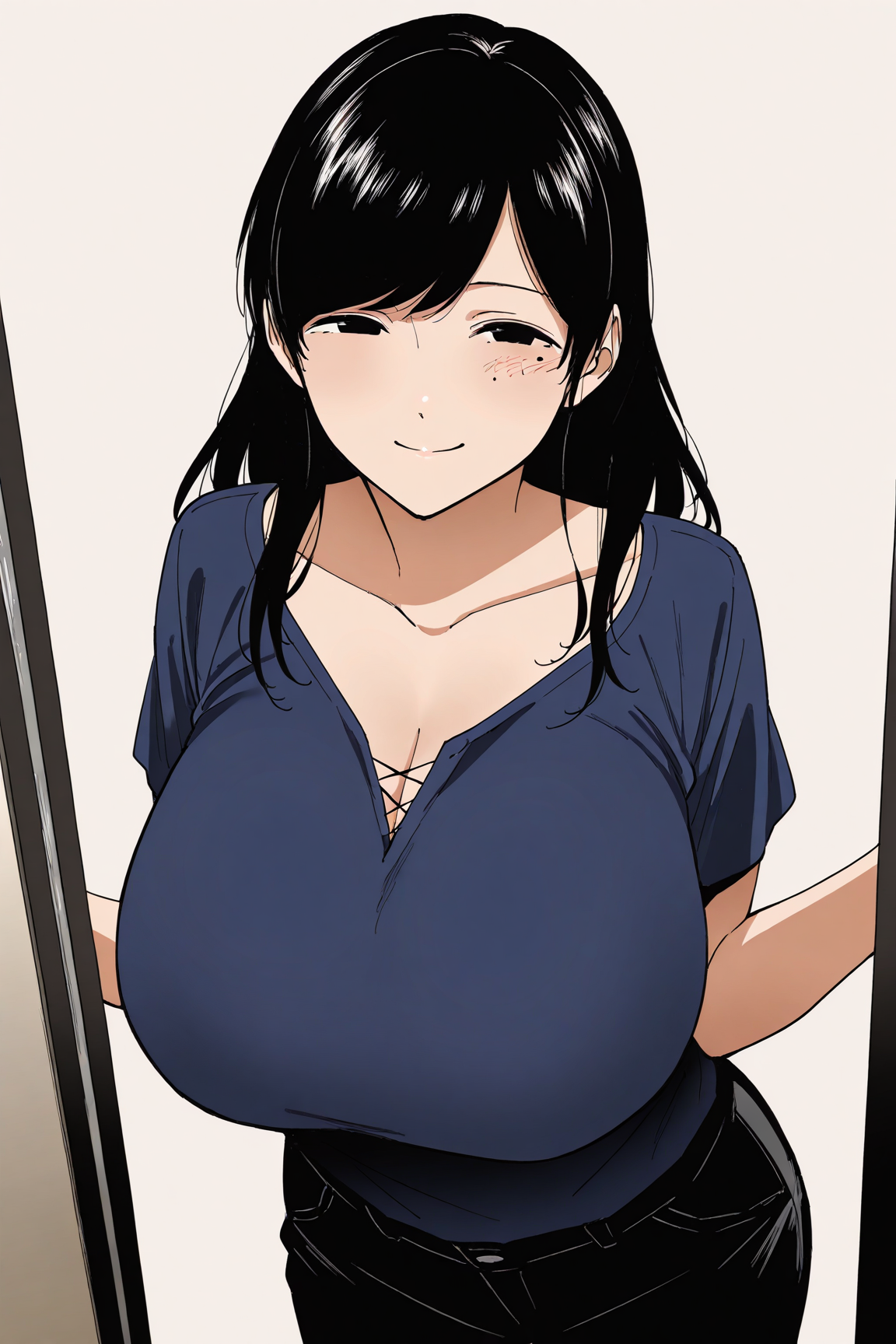 36715-773708392-masterpiece, best quality,,cowboy shot, __lora_Iida Miho_1__Iida Miho, 1girl, black hair, huge breasts, solo, looking at viewer, Iida Miho飯田美穂(Destiny Loversデスティニーラバーズ) / IL Character Lora