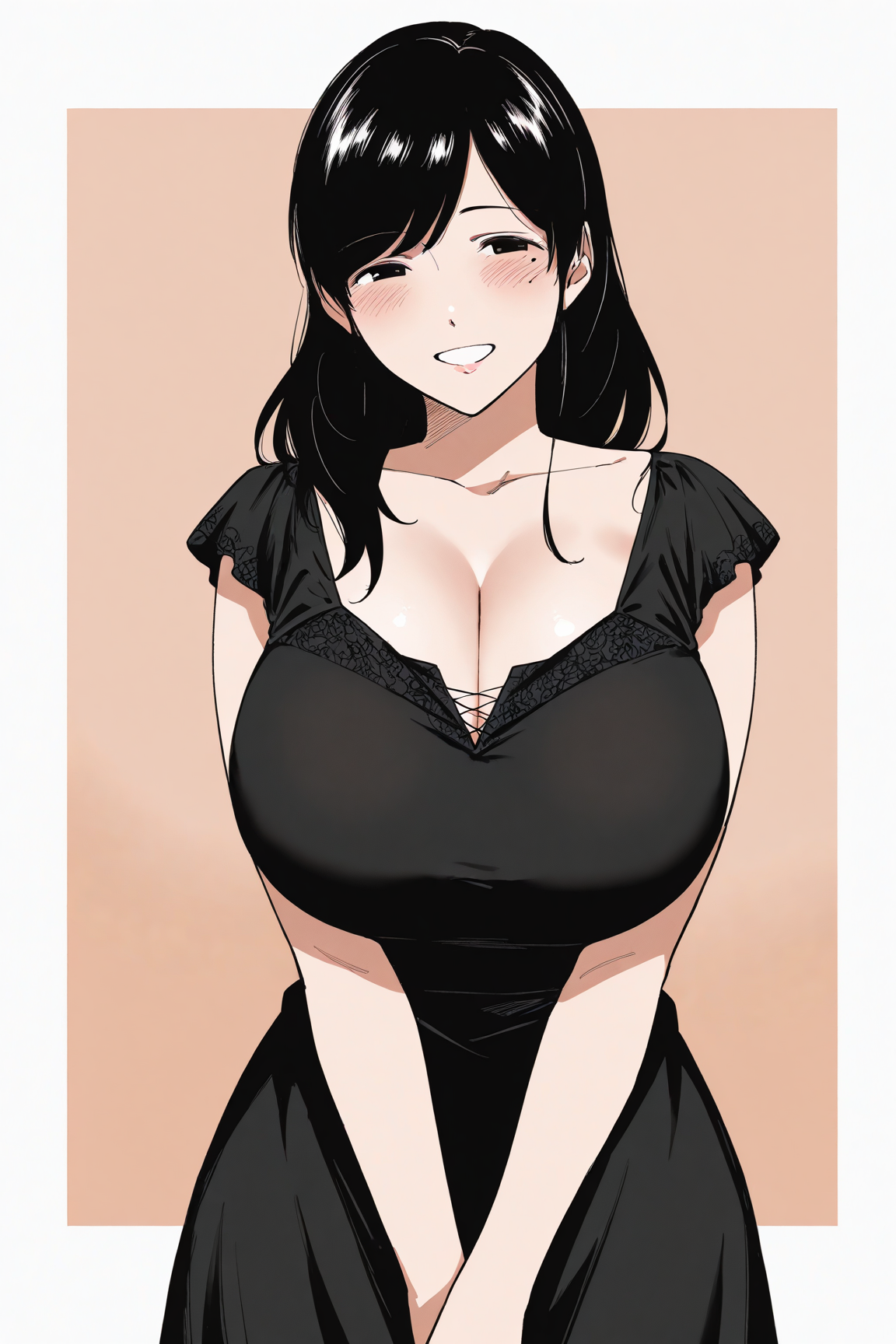 36723-1137871464-masterpiece, best quality,,cowboy shot, __lora_Iida Miho_1__Iida Miho, 1girl, black hair, huge breasts, solo, looking at viewer, Iida Miho飯田美穂(Destiny Loversデスティニーラバーズ) / IL Character Lora