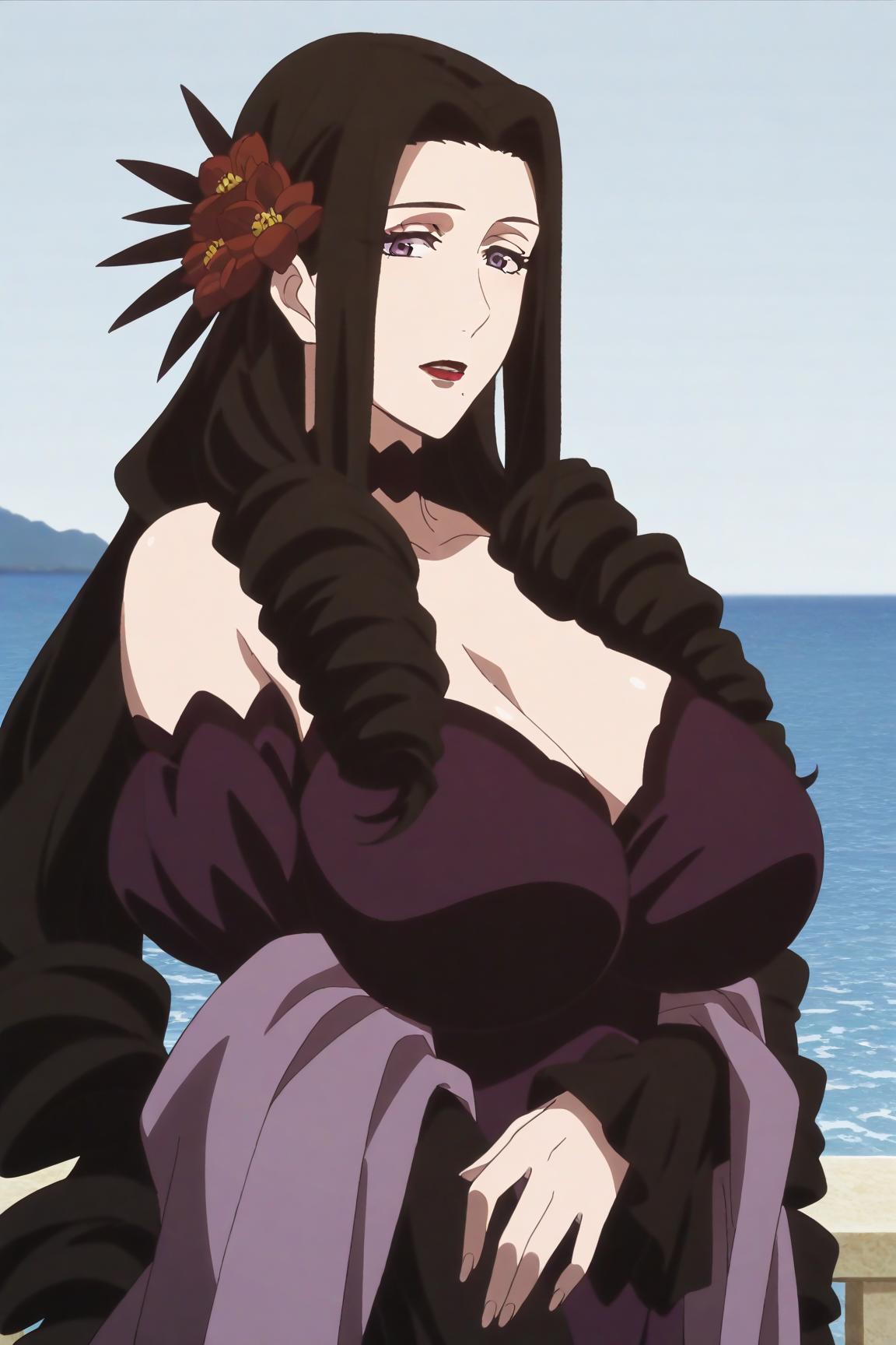 42007-1436710895-masterpiece-best-qualitycowboy-shot_Edokia-Colorha-1girl-black-hairmakeuppurple-eyes-hair-flowermole-under-mouthlong-h.webp Edokia Colorhaエドキア・カラーハ(Record of Grancrest Warグランクレスト戦記) / IL Character Lora