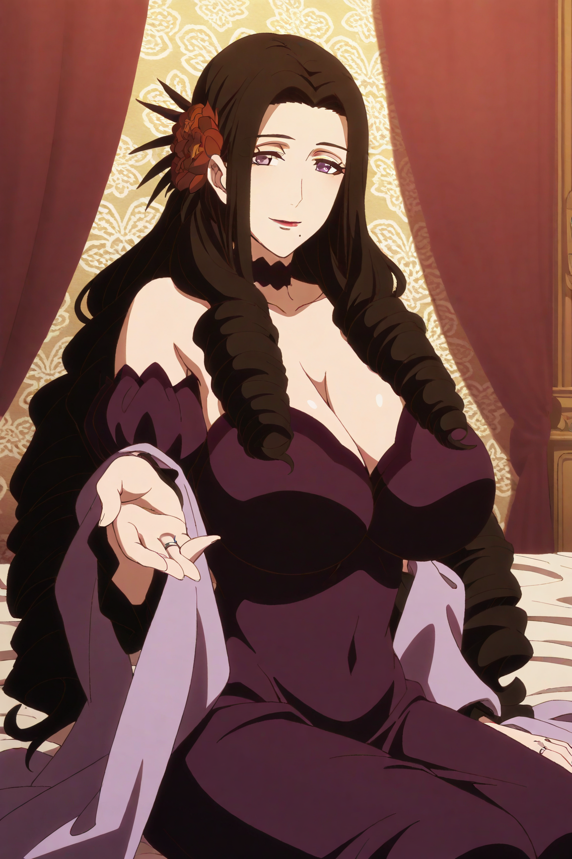 42015-200014693-masterpiece-best-qualitycowboy-shot_Edokia-Colorha-1girl-black-hairmakeuppurple-eyesforehead-hair-flowermole-under-mou.webp Edokia Colorhaエドキア・カラーハ(Record of Grancrest Warグランクレスト戦記) / IL Character Lora