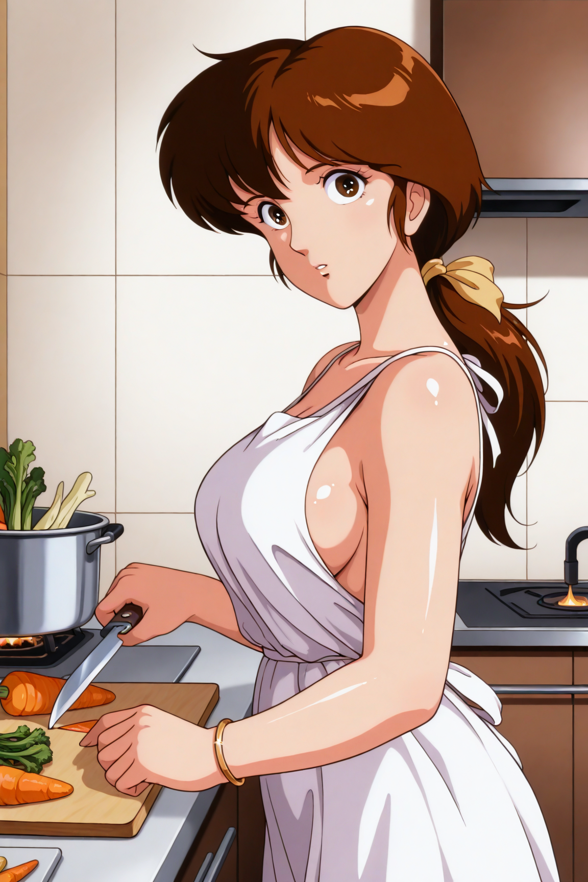 44093-199539151-masterpiece-best-qualitykitchen-from-side__lora_tia_0.8_tia-1girl-solo-brown-hairwhite-dress-ponytail-.webp tiaティア(Balthus-Tia's Radianceバルテュス ティアの輝き) / IL Character Lora