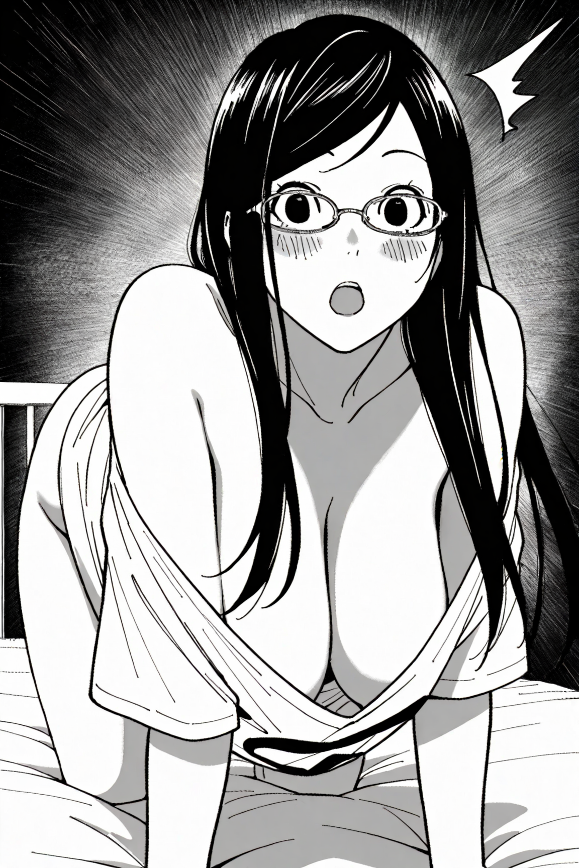 45285-32558221-masterpiece, best quality, _lora_Mioミオ_1_,cowboy shot,_Mio, 1girl, solo, glasses, black hair,,monochrome,greyscale, huge breast Mioミオ(BLUE DRAGON ラルΩグラド) / IL Character Lora