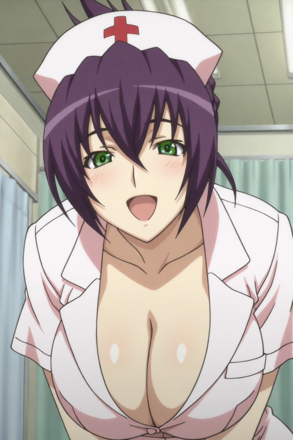45554-4033100931-masterpiece, best quality,,_lora_Urada Oikawa_0.8__Urada Oikawa, 1girl, solo,purple hair, green eyes, huge brea Urada Oikawa及川麗(The Qwaser of Stigmata聖痕のクェイサー) / IL Character Lora